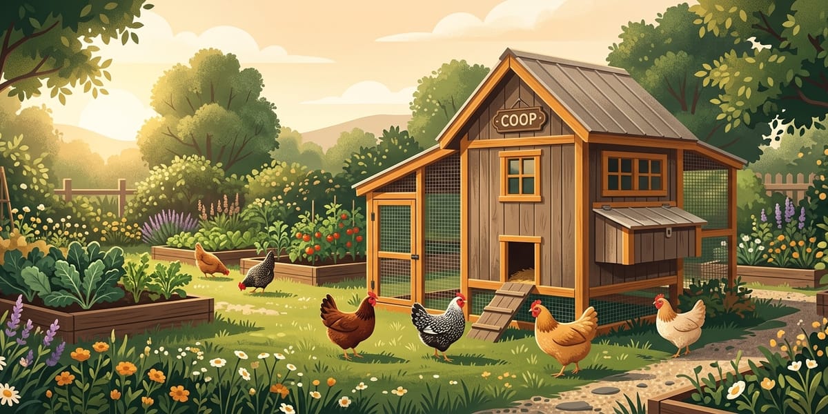 Happy chickens in a well-maintained backyard coop
